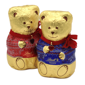 Lindt Gold Teddy Red/Blue Jumper Milk Chocolate 200g